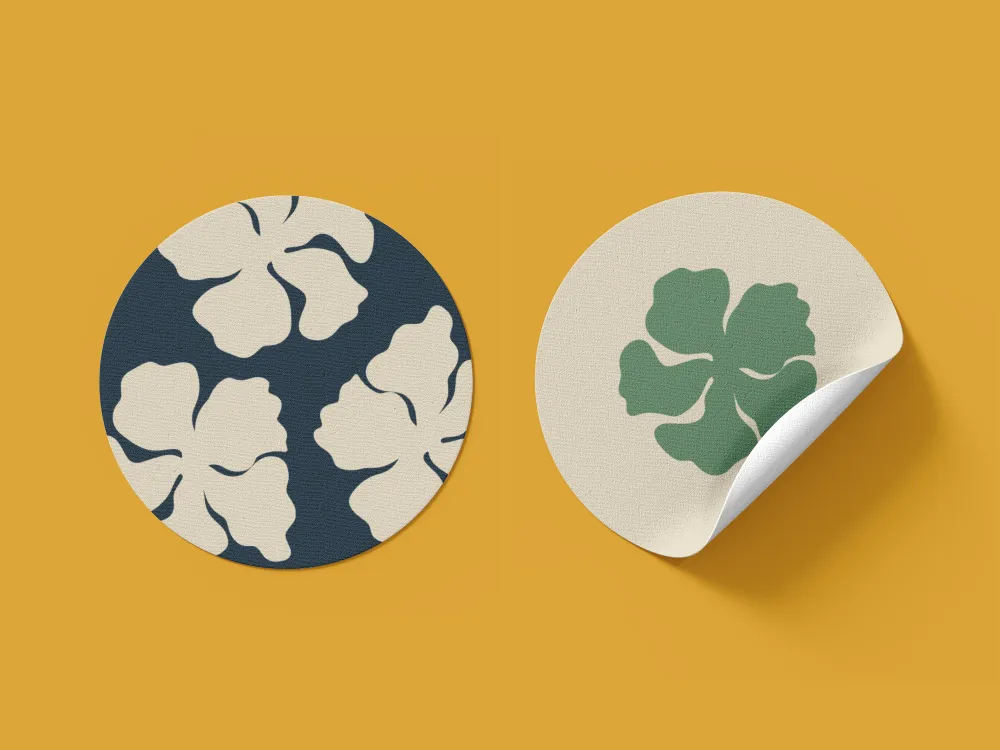 Stickers circulares — Padrão tile e ícone da Flor